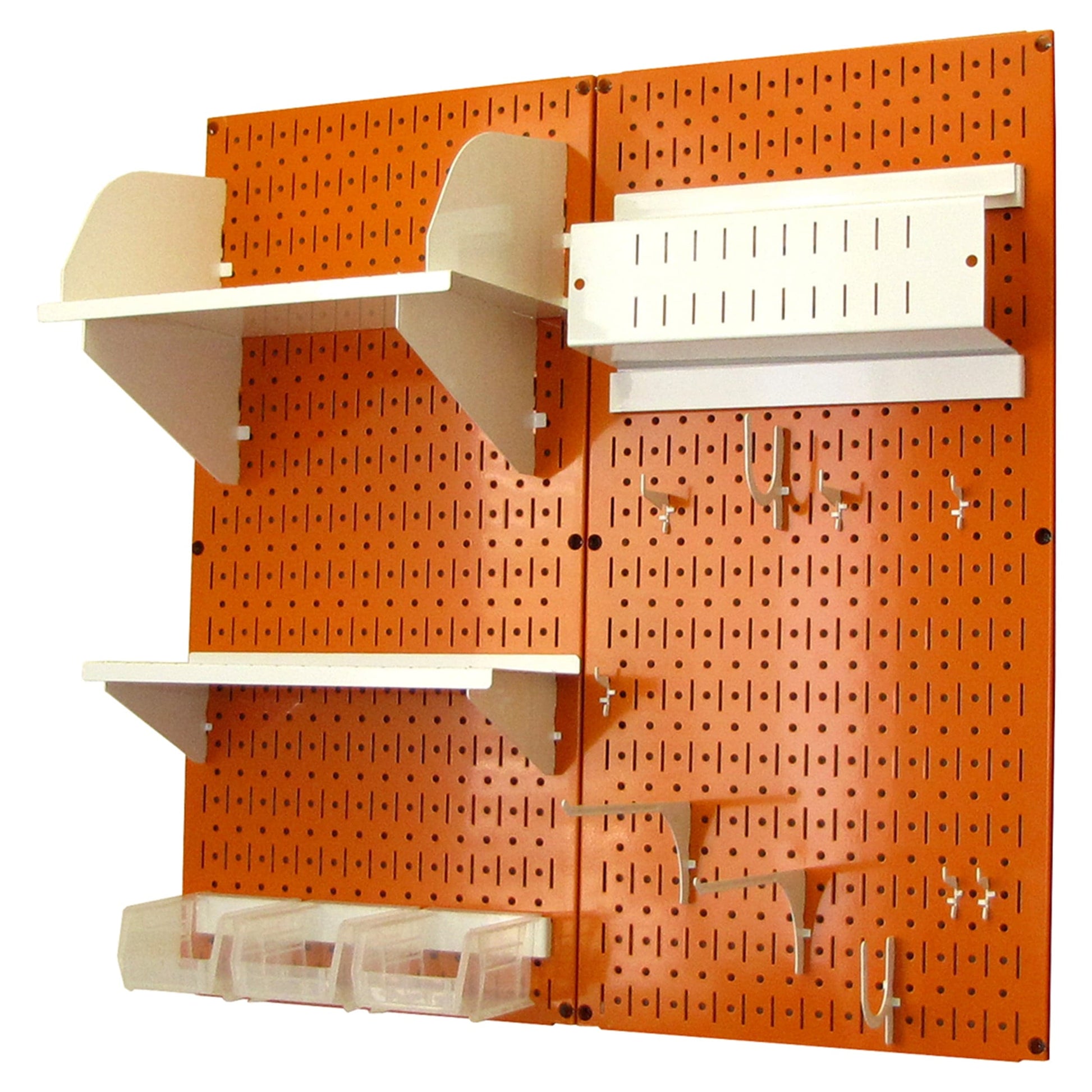Pegboard Hobby Craft Pegboard Organizer Storage Kit with Orange Pegboard and White Accessories alt 0