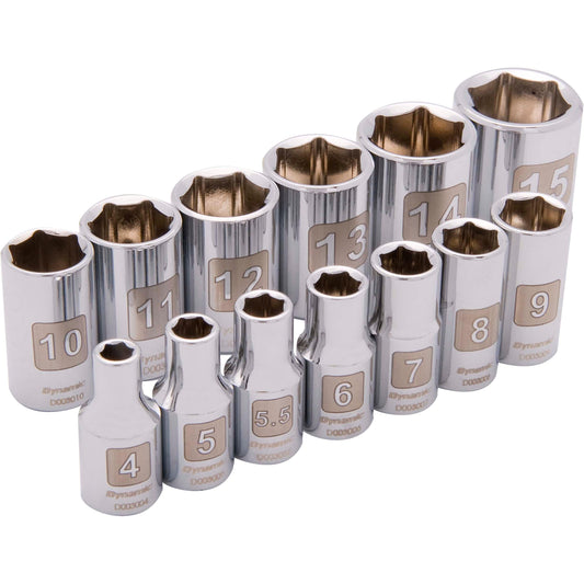 1/4" Drive 13pc 6-Point Standard Metric Socket Set, 4mm - 15mm alt 0