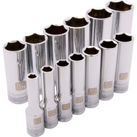 3/8" Drive 13pc 6-Point Deep SAE Socket Set, 1/4" - 1" alt 0