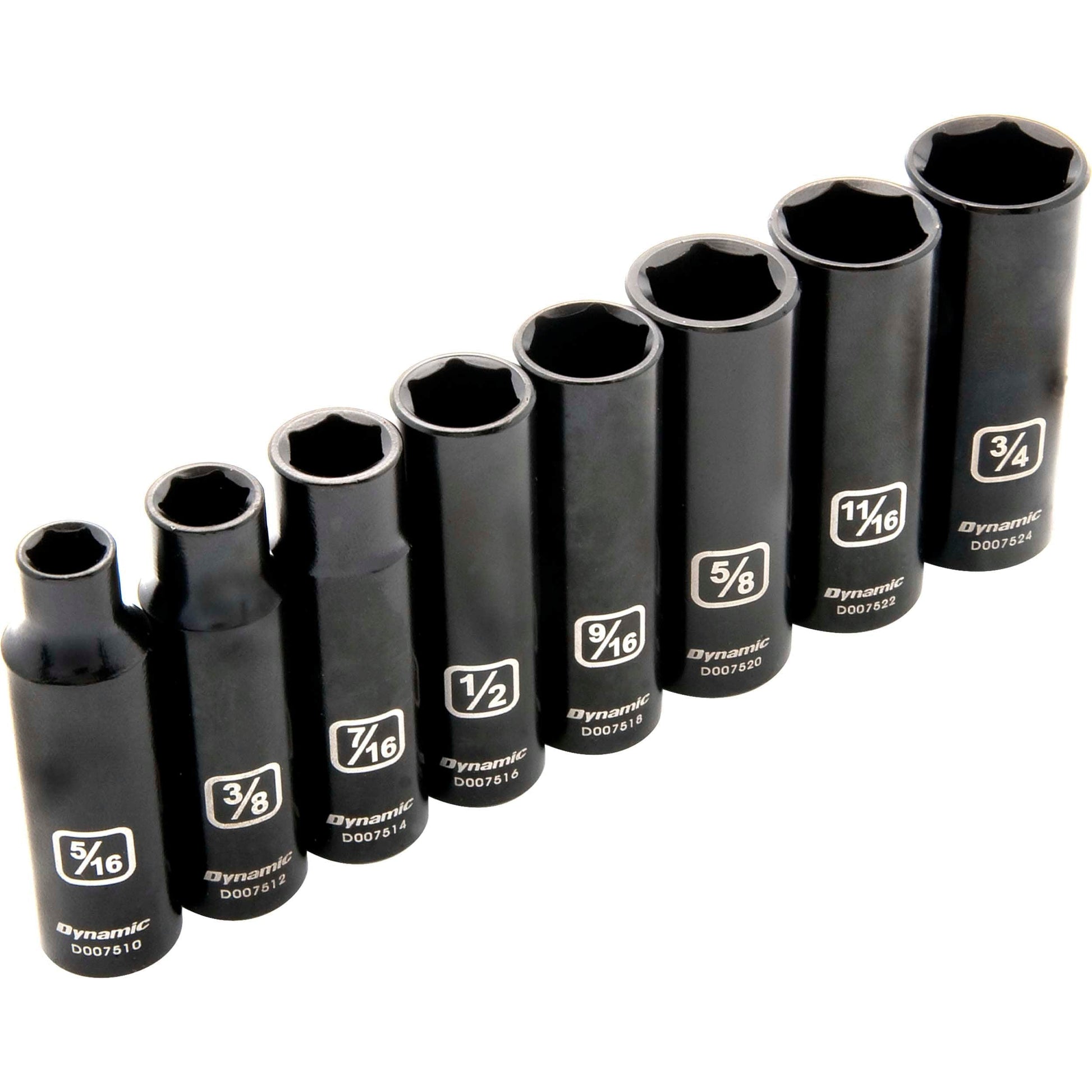 3/8" Drive 8pc 6-Point SAE Deep Impact Socket Set, 5/16" - 3/4" alt 0