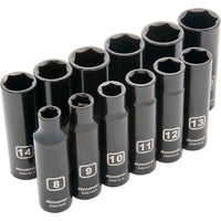 3/8" Drive 12pc 6-Point Metric Deep Impact Socket Set, 8mm - 19mm alt 0