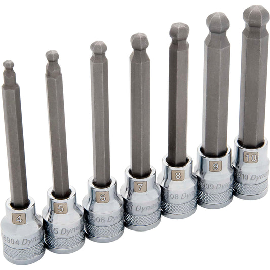 3/8" Drive 7pc Metric Long Ball Nose Hex Socket Set, 4mm - 10mm alt 0