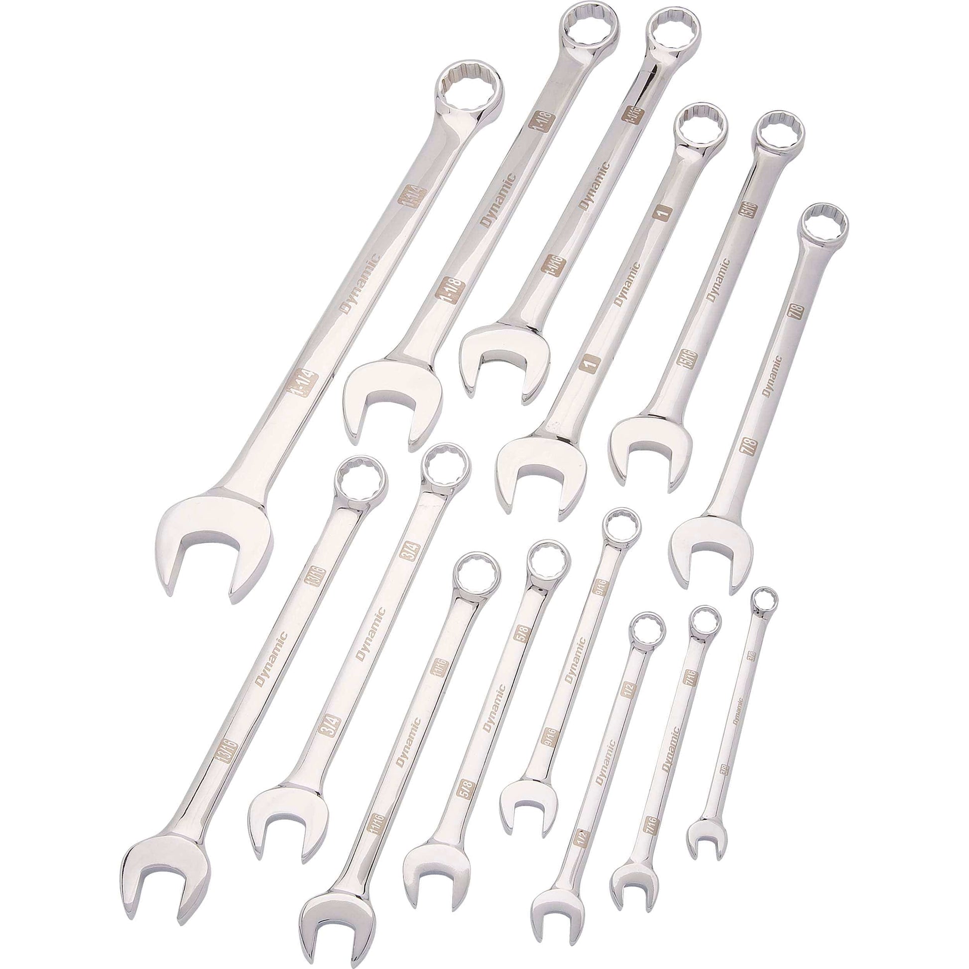 Combination Wrench Set with Mirror Chrome Finish, 14pc SAE, 3/8" - 1-1/4" alt 0