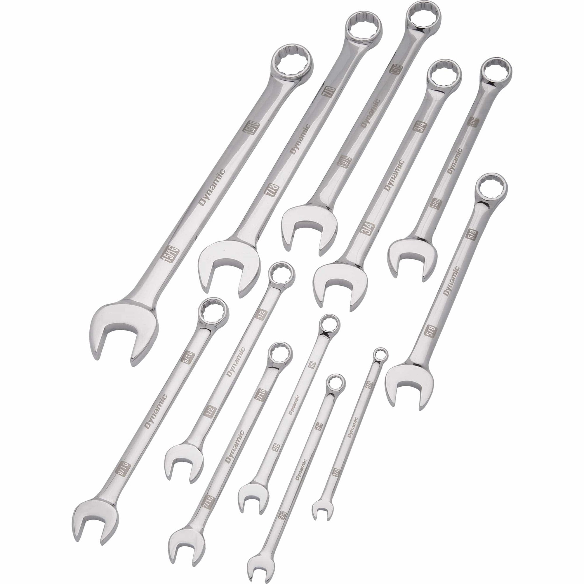 Combination Wrench Set with Mirror Chrome Finish,12pc SAE 1/4" - 15/16" alt 0