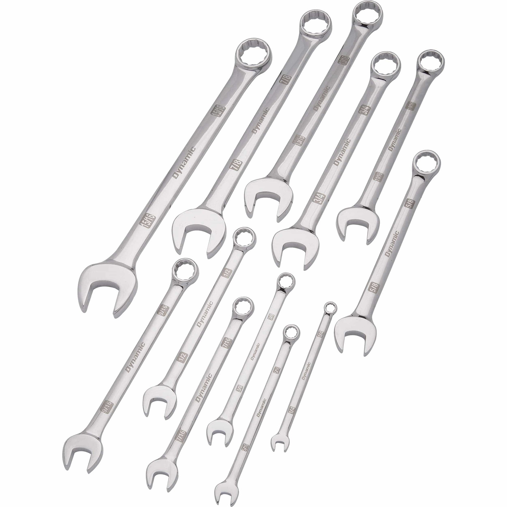 Combination Wrench Set with Mirror Chrome Finish,12pc SAE 1/4" - 15/16" alt 0