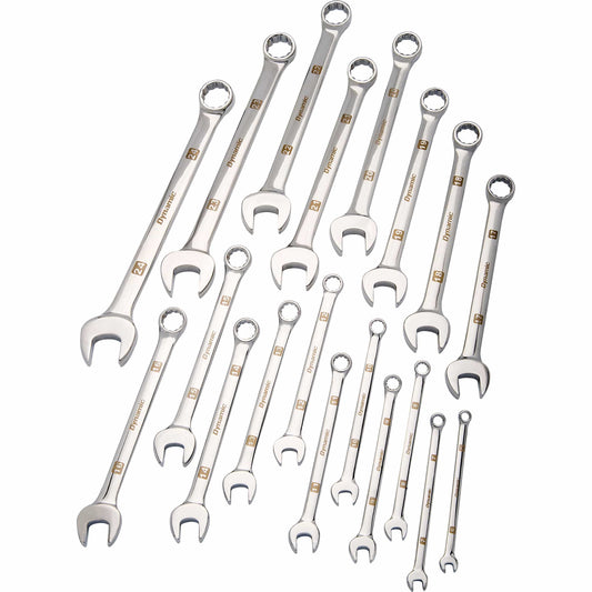 Wrench Set with Mirror Chrome Finish, 19pc, Metric, Combination, 6mm - 24mm alt 0