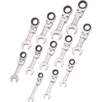 Ratcheting Wrench Set, 12pc, Metric, Stubby Flex Head Combination 8mm - 19mm alt 0