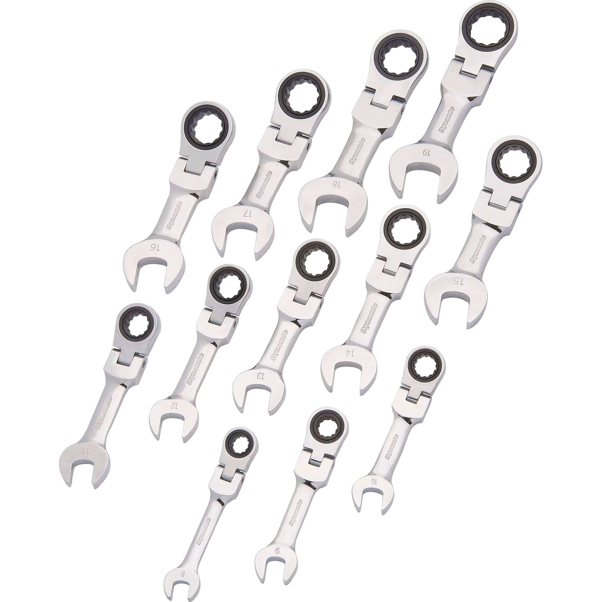 Ratcheting Wrench Set, 12pc, Metric, Stubby Flex Head Combination 8mm - 19mm alt 0