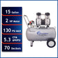 2HP 220V 15 Gallon Oil-Free Steel Tank Air Compressor alt 0