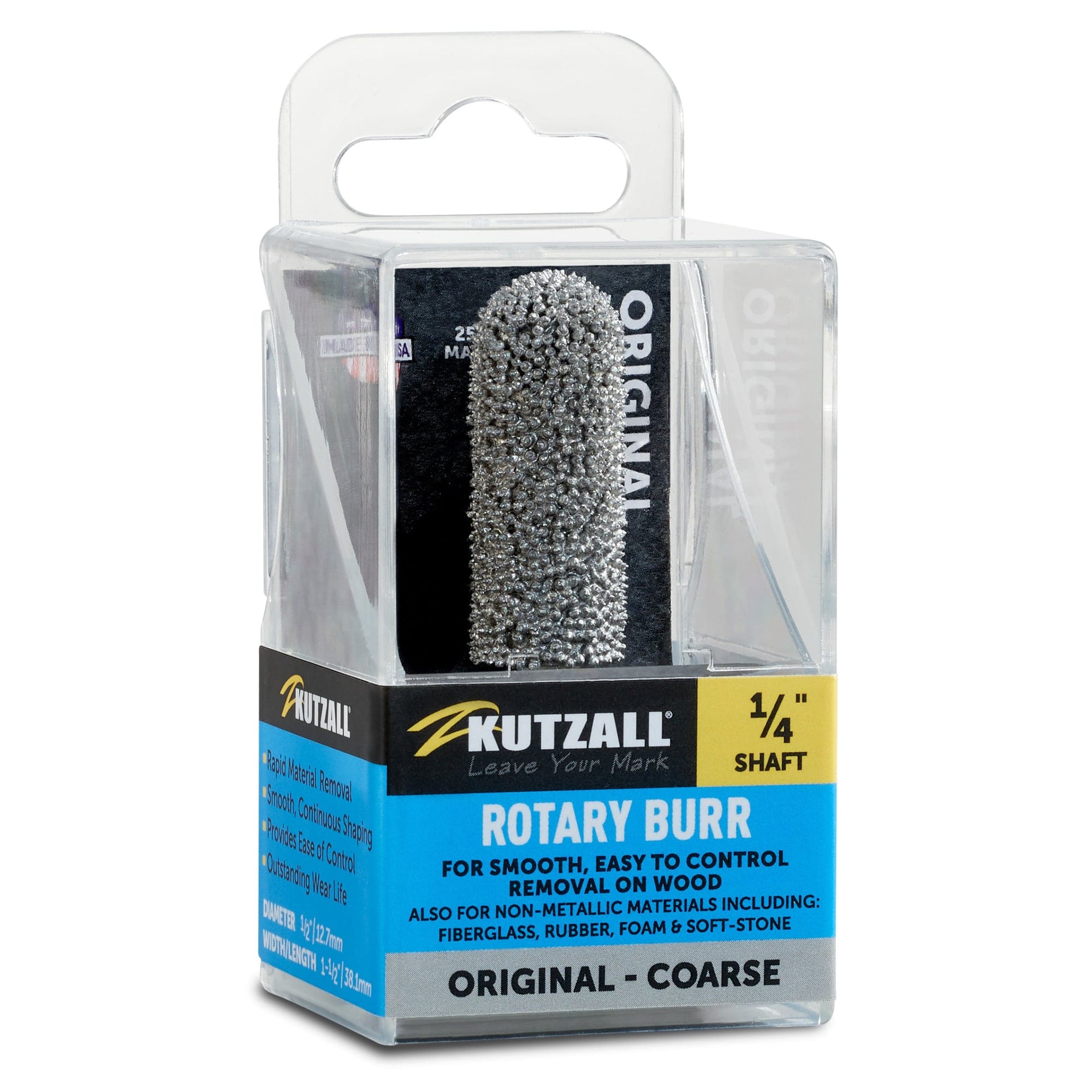 Original Ball Nose Burr, 1/4" Shaft, Coarse (1/2" x 1-1/2") alt 0