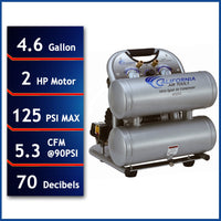 2HP 4.6 Gallon Oil-Free Twin Aluminum Tank Air Compressor alt 0