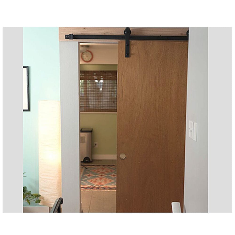 Barn Door Hardware Black Straight Strap 6'6" Rail alt 0