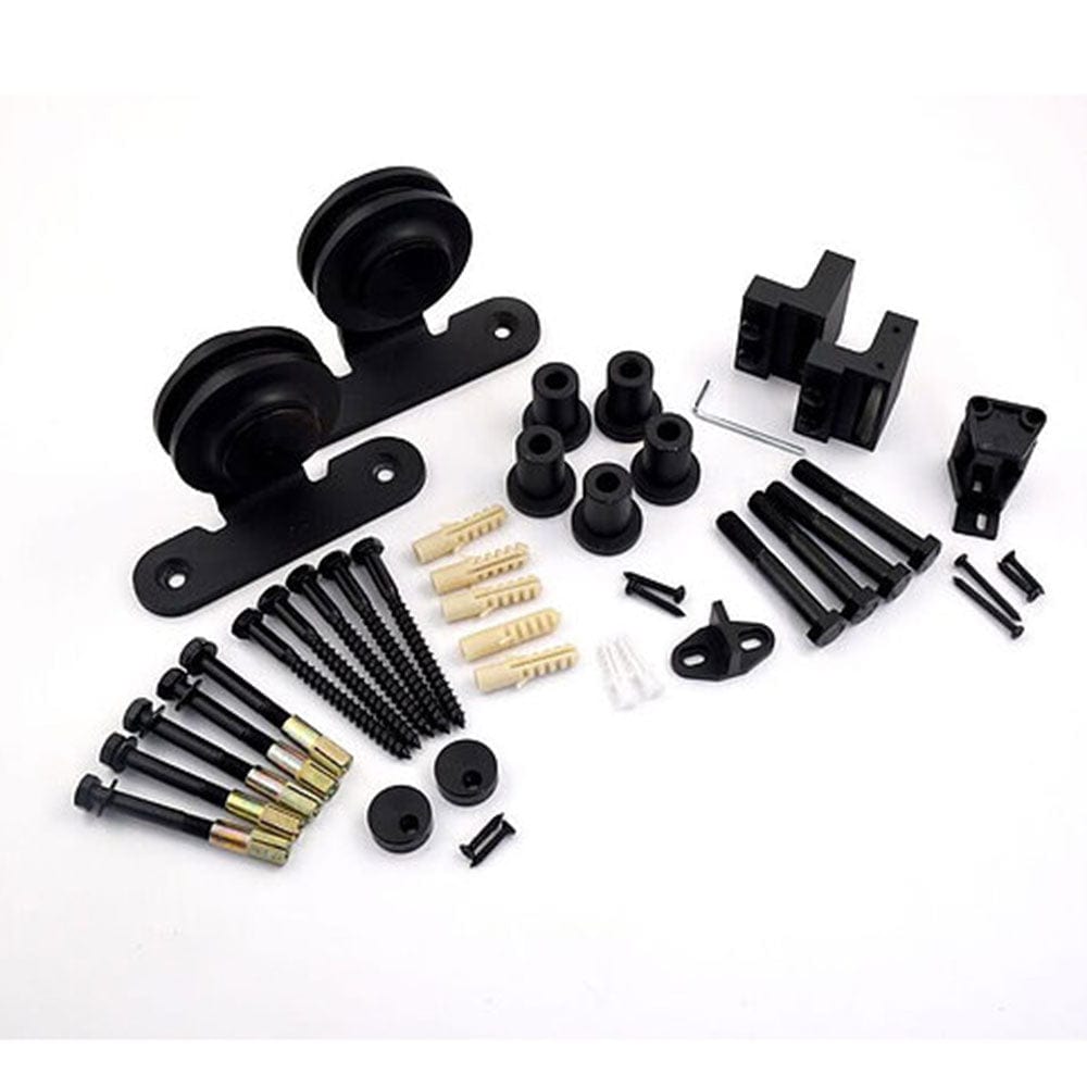 Barn Door Hardware Black Top Mount 6'6" Rail alt 0