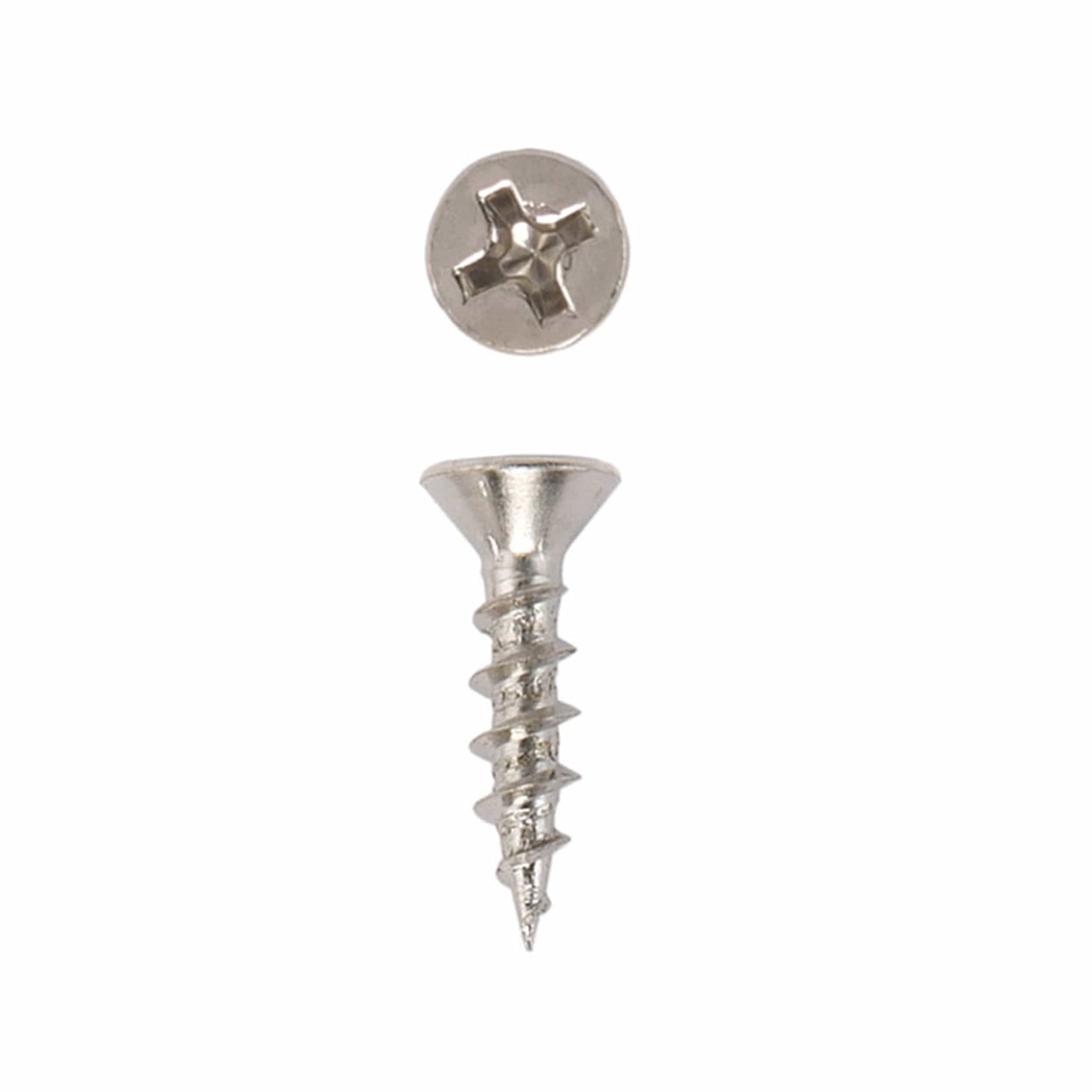 European Hinge Screws - #6 x 5/8" - Flat Head - Phillips Drive - Nickel Plated - 100 Piece alt 0