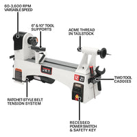 12" x 21" Variable Speed Wood Lathe - 1 HP 1 Ph 115V - 1221VS