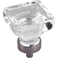 Harlow Large Square Glass Knob, 1-3/8" O.L., Brushed Pewter alt 0