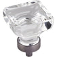 Harlow Large Square Glass Knob, 1-3/8" O.L., Brushed Pewter alt 0