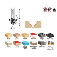 RC-1148  Insert V-Groove 60 Deg x 59 / 64 x 1/4 Inch Shank CNC Router Bit alt 0